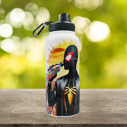 King's "Aquaholic" Spiderman 32 oz Sports Water Bottle Stainless Steel Insulated Tumbler