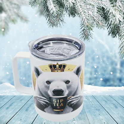 King  Polar Bear "Sip Tea" 12 oz coffee mug with free coaster