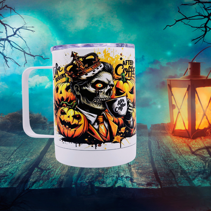 King Zombie "Life Begins After Coffee" 12 oz coffee mug with free coaster