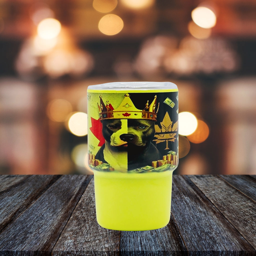 King's Canada Pitbull 3 oz mini tumbler shot glass with straw and lid, cute shot glass for wedding, party whiskey cocktail bar