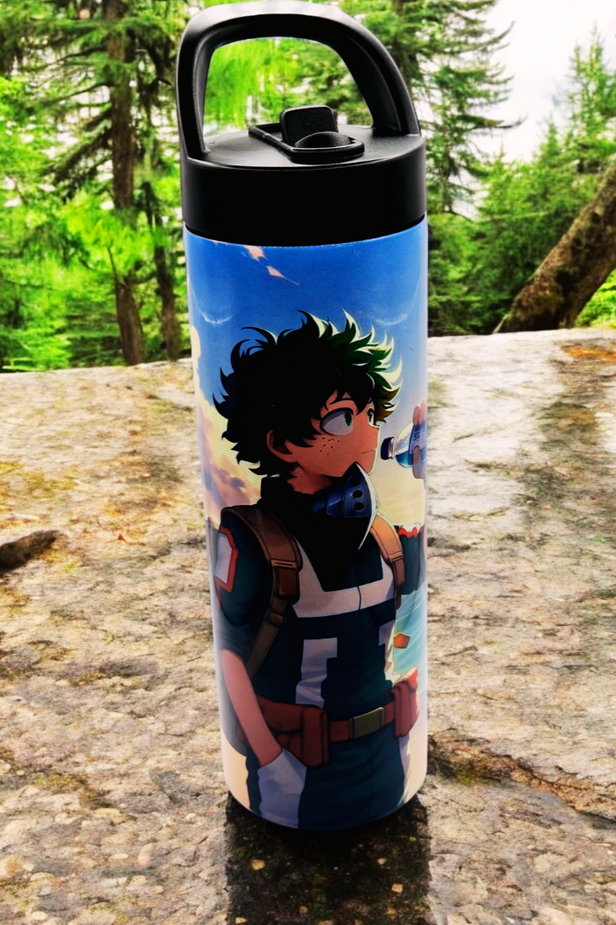 Isuku Midoriya from My Hero Academia 20 oz tumbler/water bottle stainless steel with sippy up lid and straw.