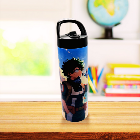 Isuku Midoriya from My Hero Academia 20 oz tumbler/water bottle stainless steel with sippy up lid and straw.