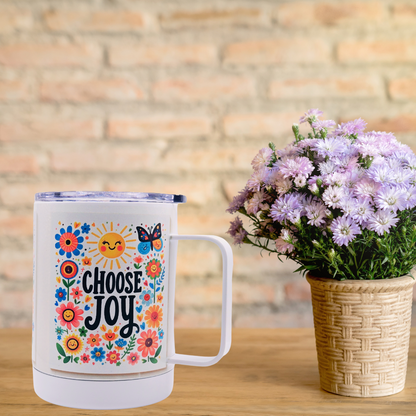 Choose Joy 12 oz coffee mug with free coaster