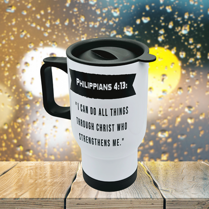 Inspirational bible verse 17 oz coffee travel mug tumbler with free coaster