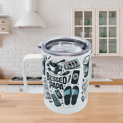 Blessed Papa 12 oz coffee mug with free coaster