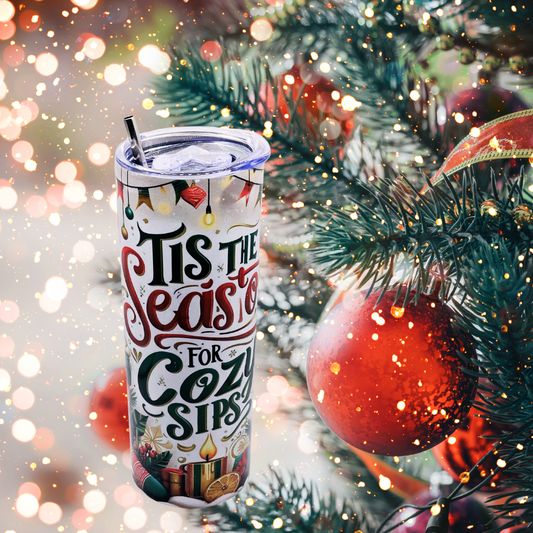 'Tis the Season for Cozy Sips' Christmas Tumbler – Sip in Holiday Cheer!