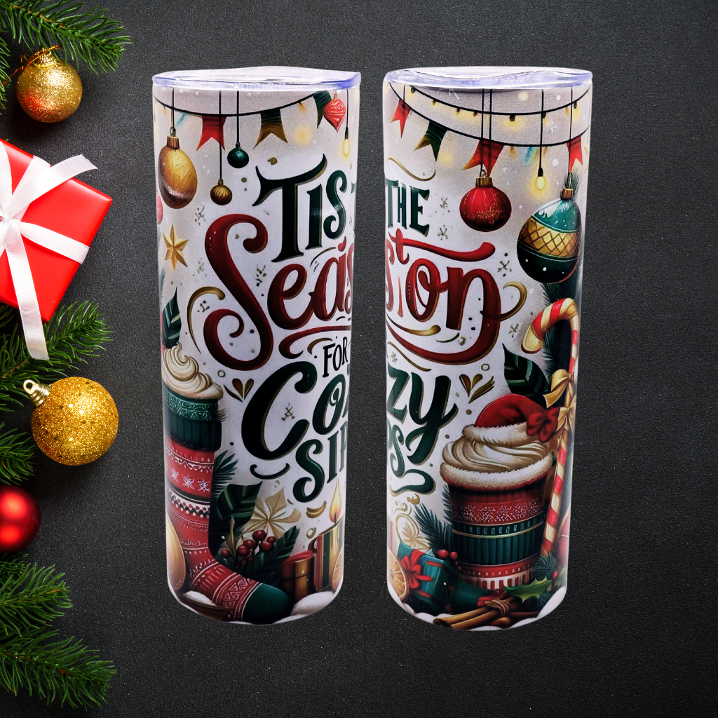 'Tis the Season for Cozy Sips' Christmas Tumbler – Sip in Holiday Cheer!