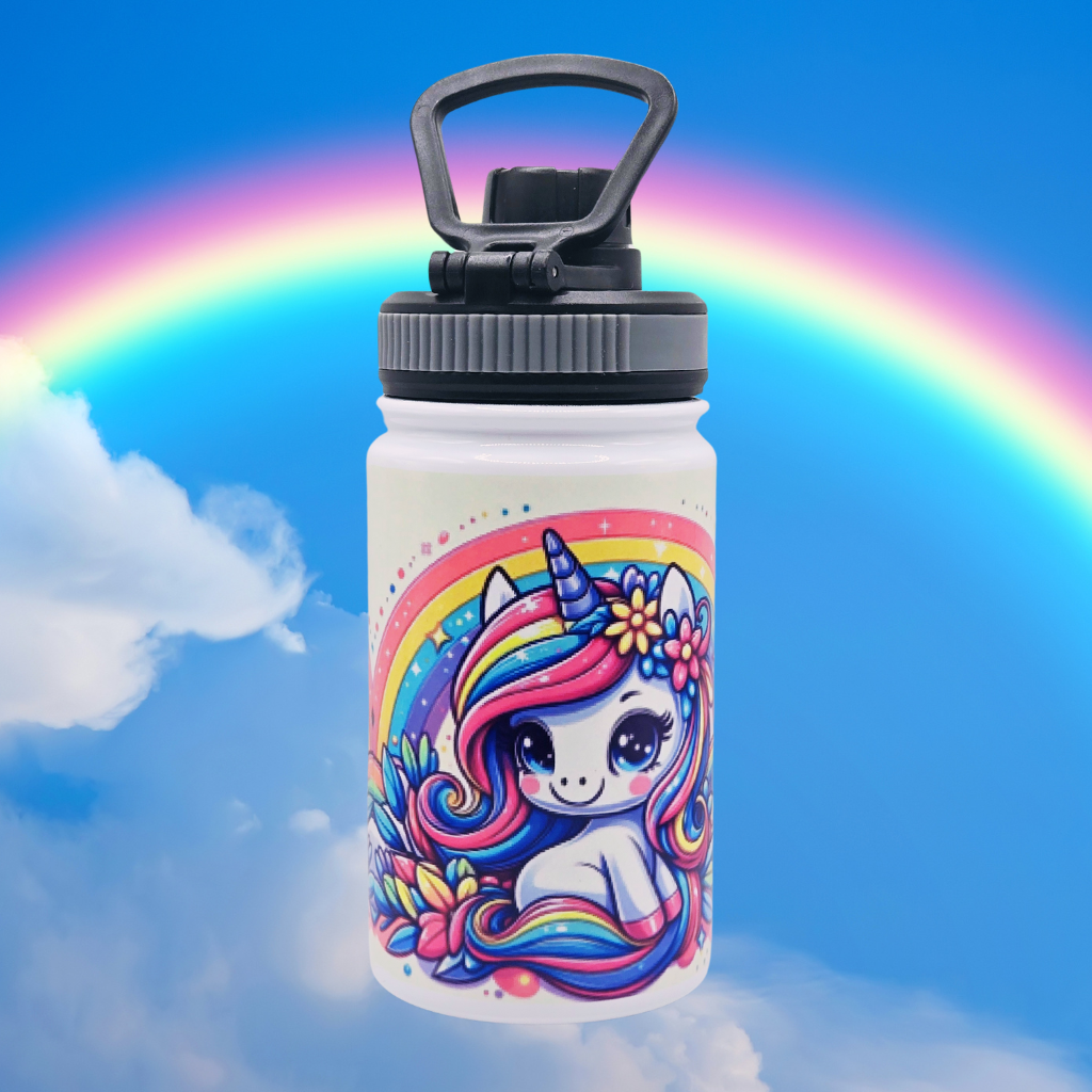 12 oz Kids water bottle with  flip lid for your child's hydration needs.