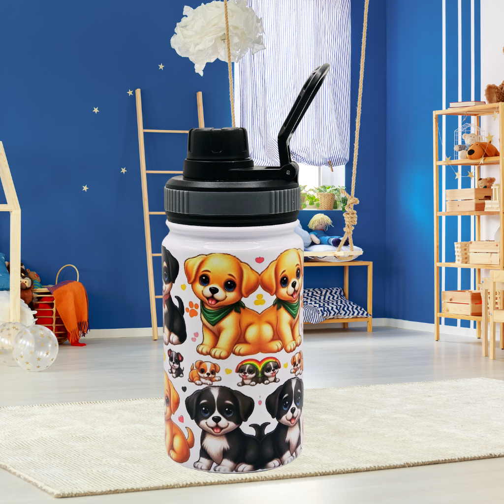 12 oz Kids water bottle with  flip lid for your child's hydration needs.