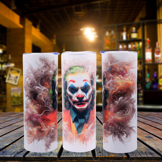 20 oz "Joker" Tumbler with Leak-proof slide lid and metal straw