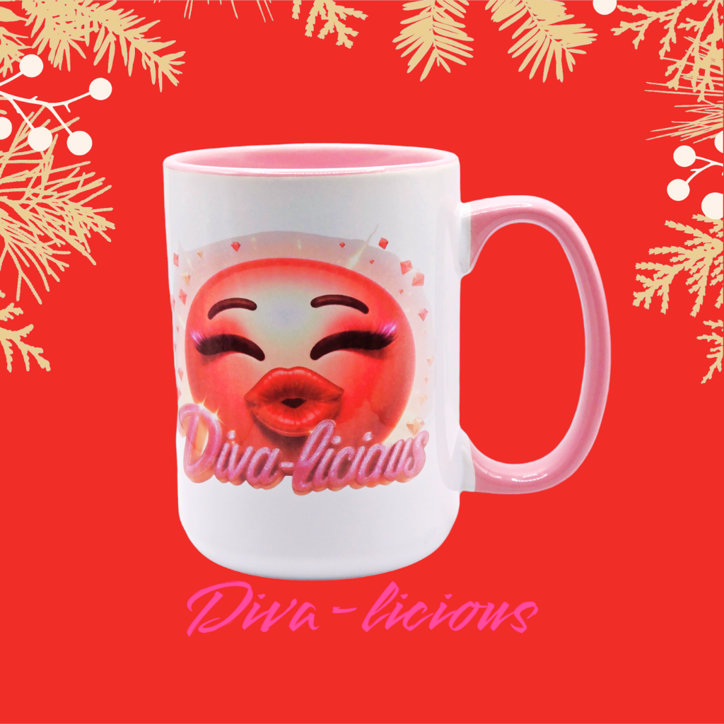 'Diva-licious' 15 oz ceramic coffee mug with free coaster