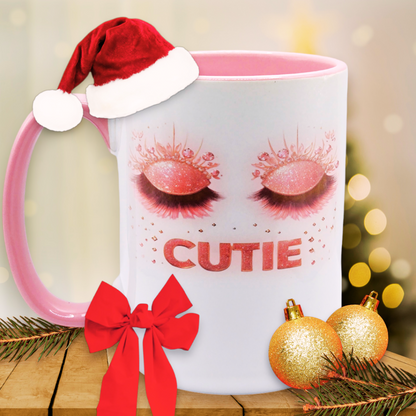 'Cutie' 15 oz ceramic coffee mug with free coaster