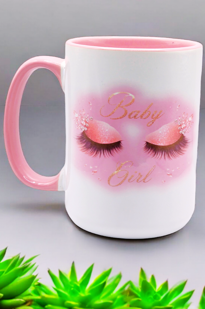 'Baby Girl' 15 oz ceramic coffee mug with free coaster