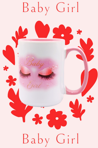 'Baby Girl' 15 oz ceramic coffee mug with free coaster