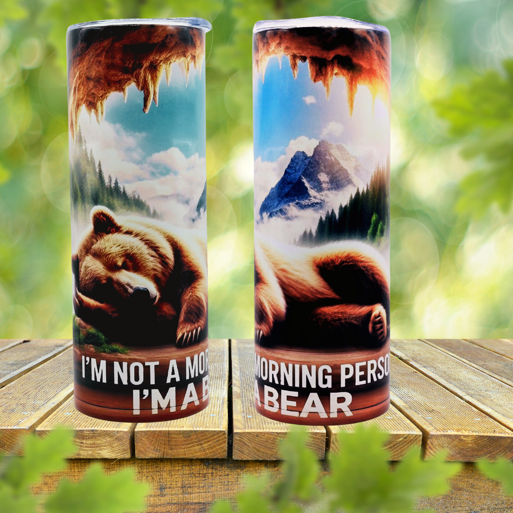 20 oz Sleeping Bear Tumbler with Leak-proof slide lids and metal straw