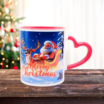 "Santa's Merry Christmas" 11 oz Coffee Mug with red love handle