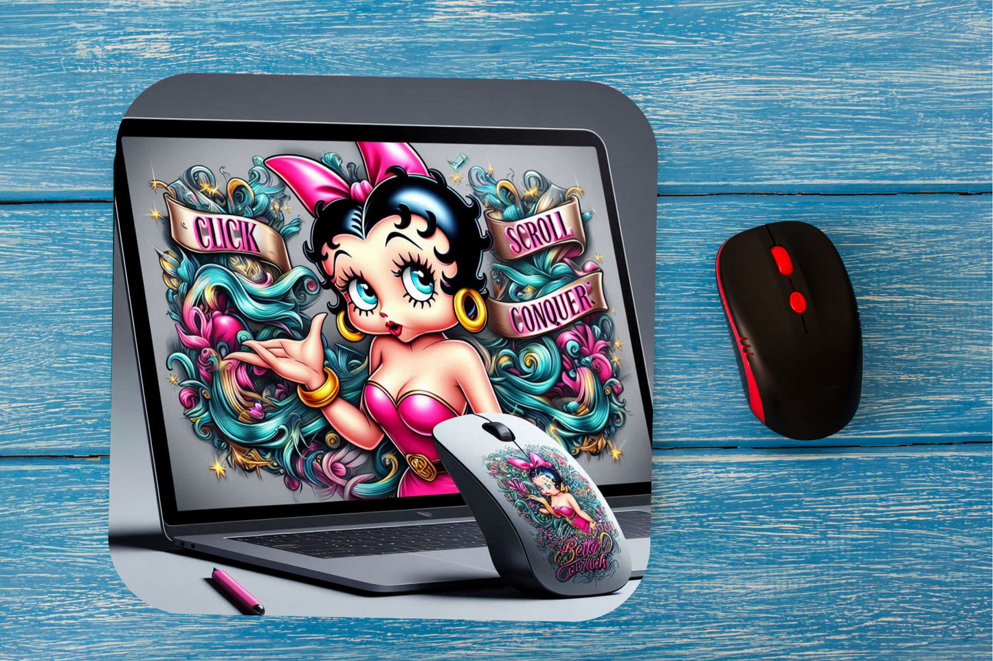 Betty "Click, Scroll, Conquer" Mousepad (8.5 x 7.1 x 0.12)