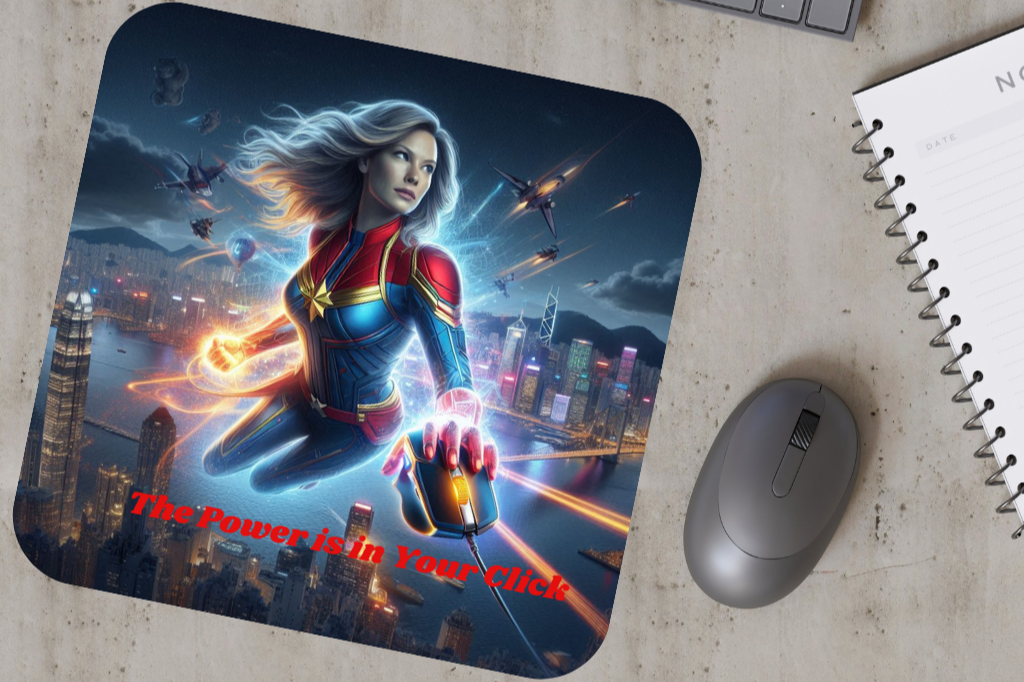 Captain Marvel "The Power is in Your Click" Mousepad (8.5 x 7.1 x 0.12)