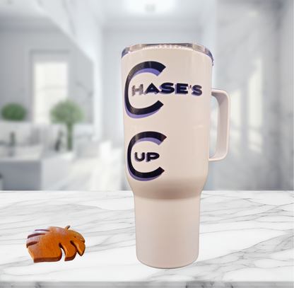 Custom Design "Chase's Cup" 25 oz Coffee Travel Tumbler with free coaster