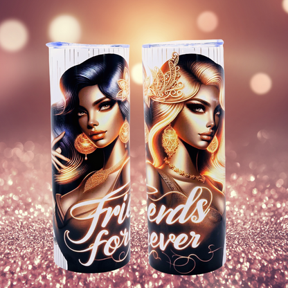 'Friends Forever' 20 oz Tumbler with Leak-proof slide lid and metal straw