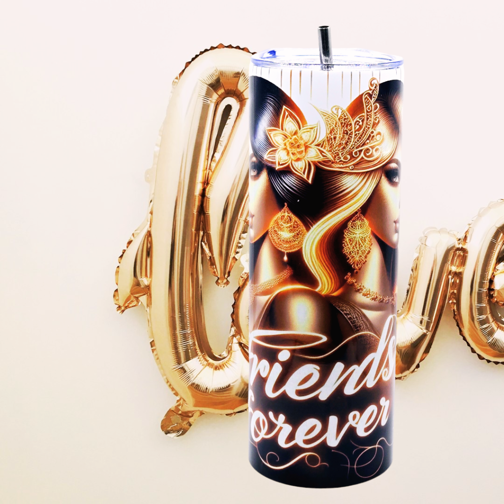 'Friends Forever' 20 oz Tumbler with Leak-proof slide lid and metal straw