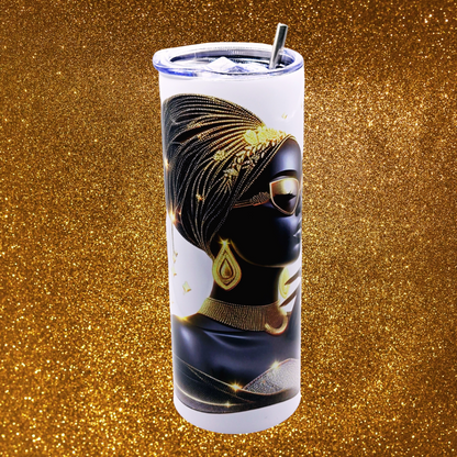 "Diva" 20 oz Tumbler with Leak-proof slide lid and metal straw