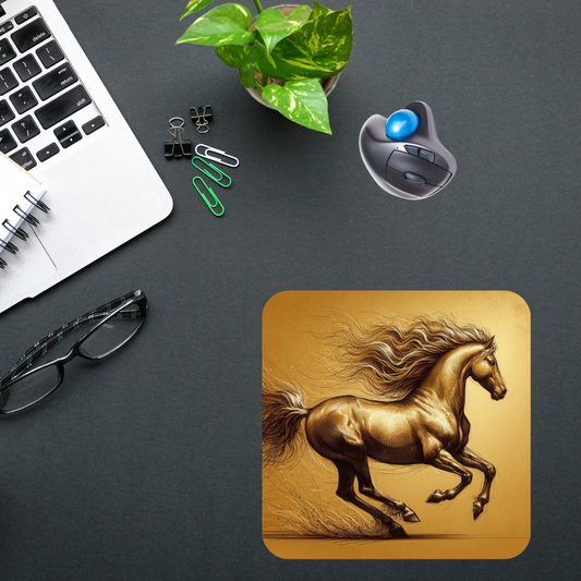 Golden Horse  Mousepad (8.5 x 7.1 x 0.12)