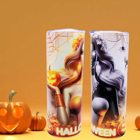 "Lady Halloween" 20 oz Tumbler with Leak-proof slide lid and metal straw