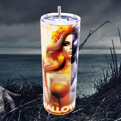 "Lady Halloween" 20 oz Tumbler with Leak-proof slide lid and metal straw