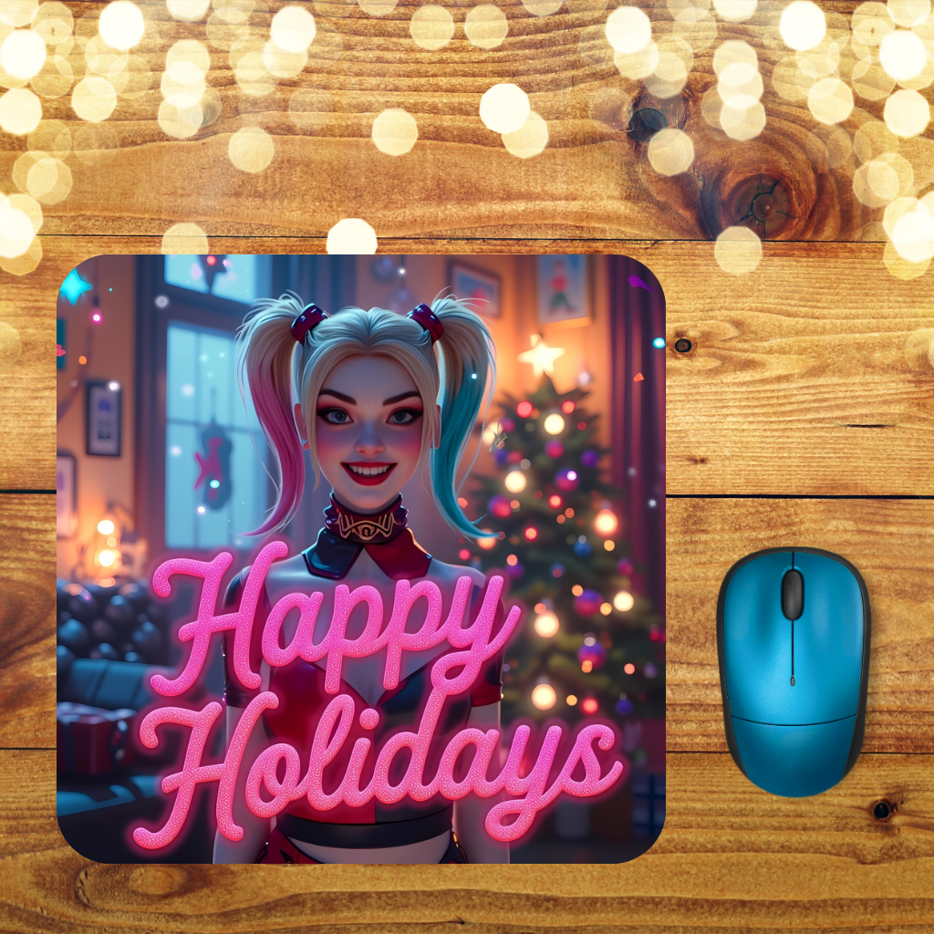 "Harley Quinn Happy Holidays" Mousepad (8.5 x 7.1 x 0.12)