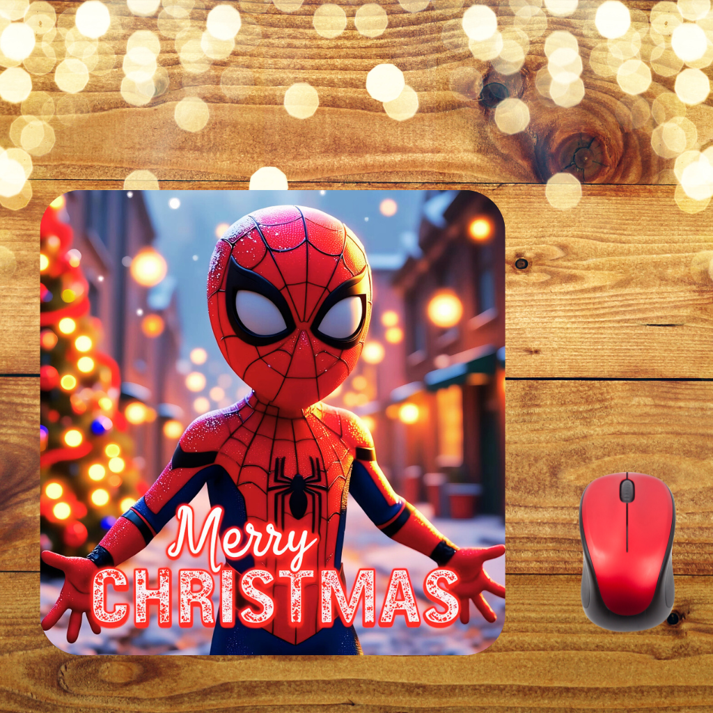 "Kid Spidey Merry Christmas" Mousepad (8.5 x 7.1 x 0.12)