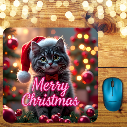 "Kitty Cat Merry Christmas" Mousepad (8.5 x 7.1 x 0.12)