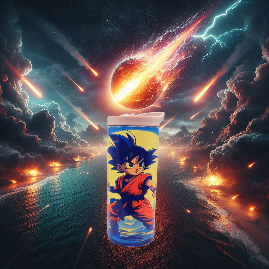 Little Goku 15 oz kids tumbler with splash proof lid, handle lid and straw.