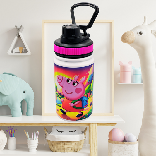 12 oz Kids water bottle with  flip lid for your child's hydration needs.