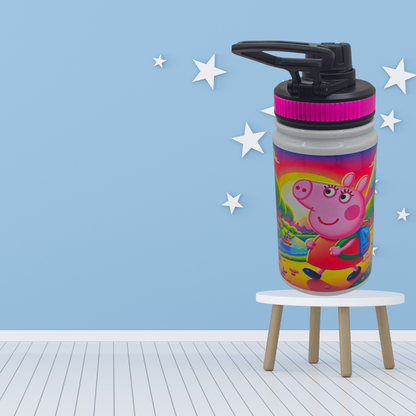 12 oz Kids water bottle with  flip lid for your child's hydration needs.