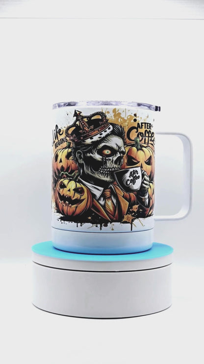 King Zombie "Life Begins After Coffee" 12 oz coffee mug with free coaster