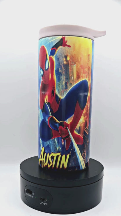 Custom Design Austin 15 oz Spiderman tumbler with handle lid and splash-proof lid