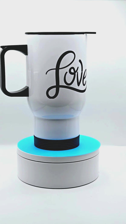 "Love" 17 oz coffee travel mug tumbler with free coaster