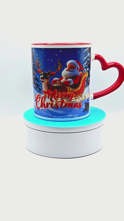 "Santa's Merry Christmas" 11 oz Coffee Mug with red love handle