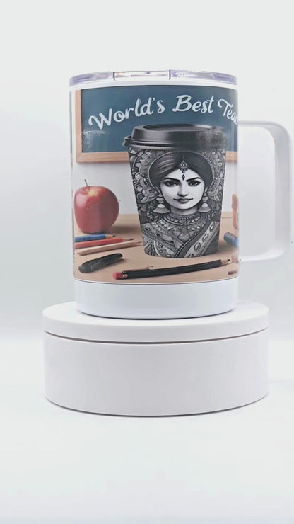 50% OFF 12 oz coffee mug with free coaster, 'world's best teacher'