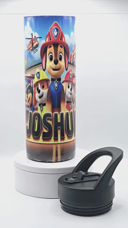 Custom Design "Joshua" tumbler/water bottle stainless steel with sippy up lid and straw.