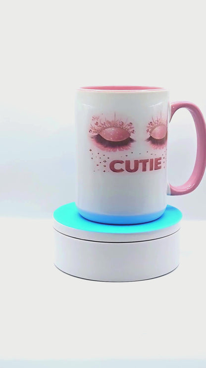 'Cutie' 15 oz ceramic coffee mug with free coaster