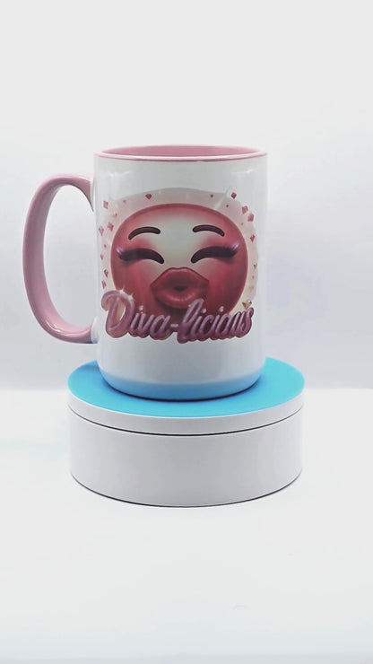 'Diva-licious' 15 oz ceramic coffee mug with free coaster