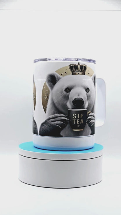 King  Polar Bear "Sip Tea" 12 oz coffee mug with free coaster