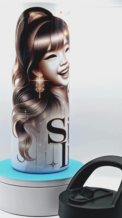 "Sis 4 Life" 20 oz tumbler/water bottle stainless steel with sippy up lid and straw.