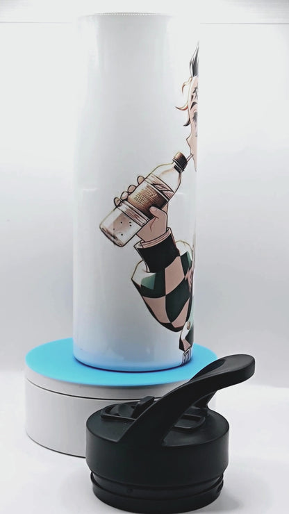 Tanjiro Kamado from Demon Slayer 20 oz tumbler/water bottle stainless steel with sippy up lid and straw.