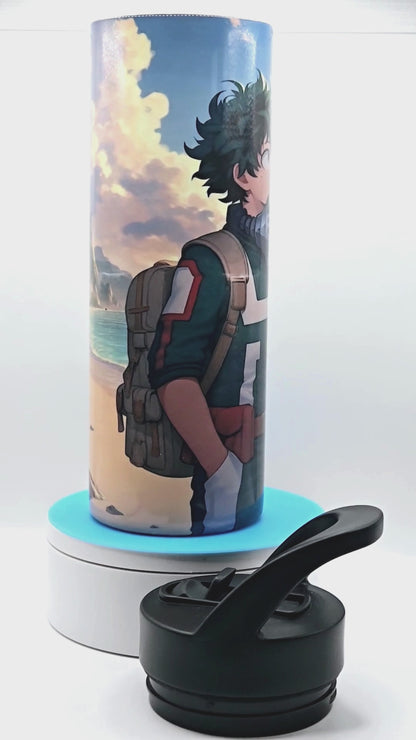 Isuku Midoriya from My Hero Academia 20 oz tumbler/water bottle stainless steel with sippy up lid and straw.