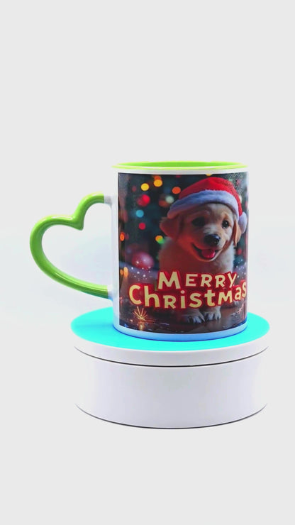 "Puppy Merry Christmas" 11 oz Coffee Mug with red love handle