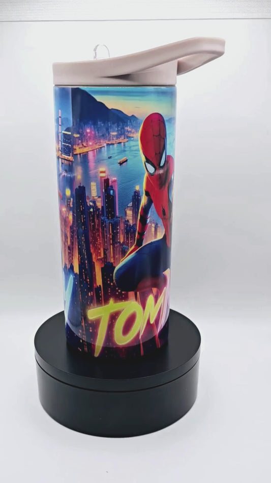 Custom Design Tommy's 15 oz Spiderman tumbler with handle lid and splash-proof lid