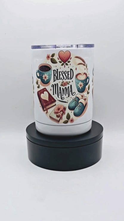 50% OFF 12 oz coffee mug with free coaster "Blessed Mama" scratch on handle